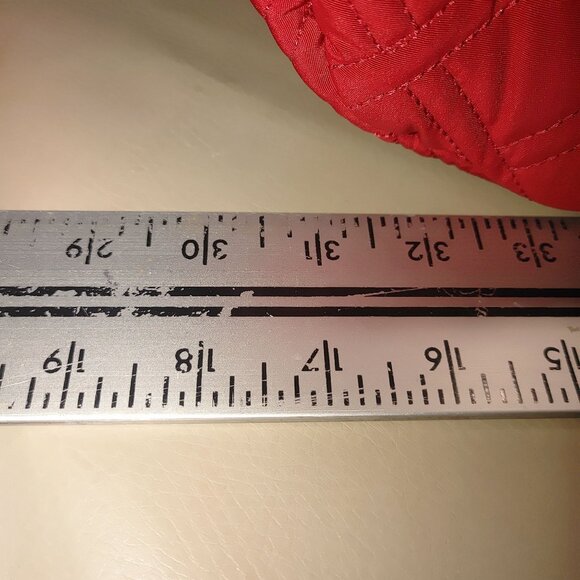 Large Vera Bradley Tall Quilted Red Tote Bag Interior Pockets Colorful Lining - Picture 8 of 13